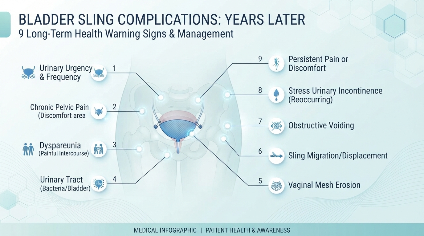 Bladder sling complications years later: Learn about possible warning signs and long-term symptoms.